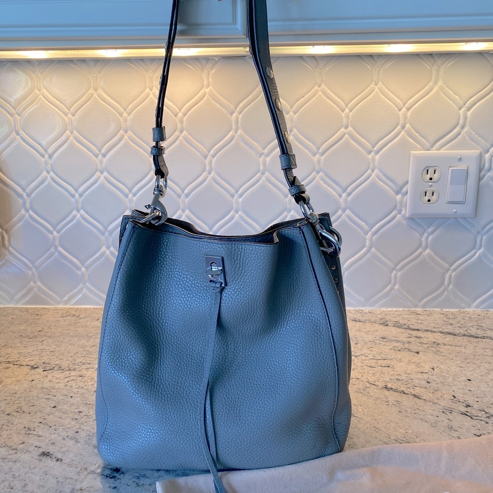Rebecca Minkoff handbag. Grey pebble leather with silver hardware.